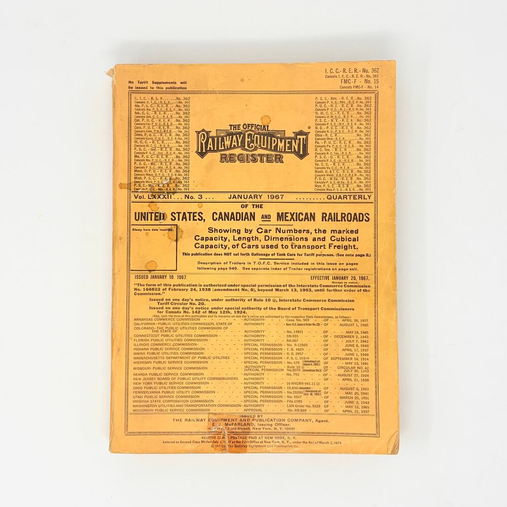 Vintage 1960s Official Railway Equipment Register January 1967 Vol LXXXII No 3